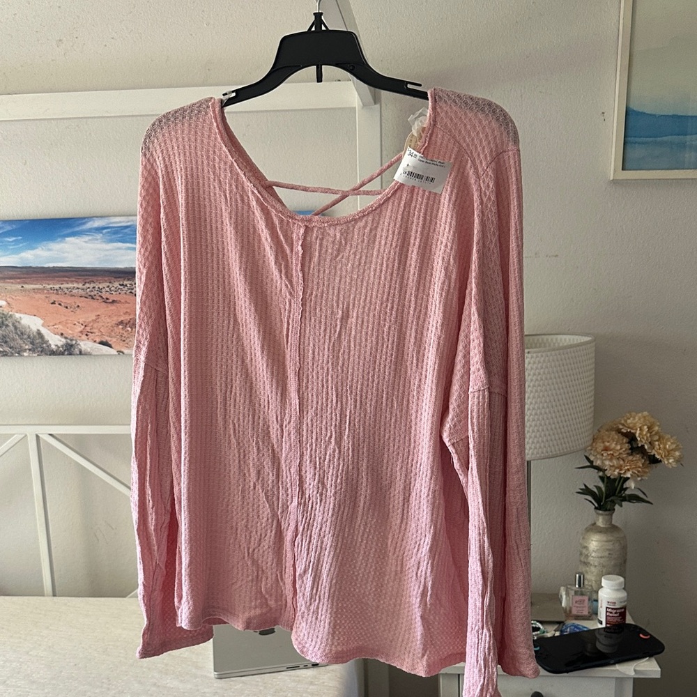 Peach Love California Pink Textured Blouse